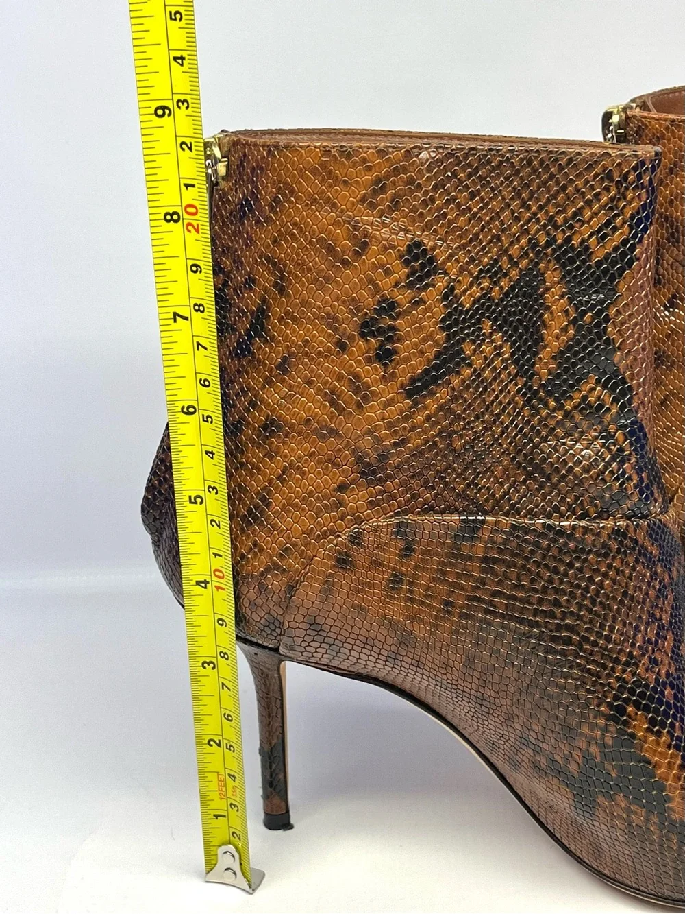 Jimmy Choo Beyla Brown Snake-Print Python Leather Ankle Booties 38 EU/ 7.5 US